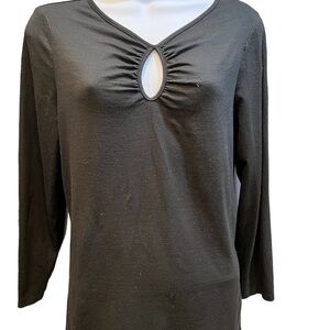 🖤Vintage Ann Taylor Black Ruched Keyhole Knot Jersey Top🖤EUC🖤Size Medium